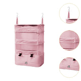Maxbell Hanging Travel Shelves Bag Packing Cube Portable with Hook Luggage Organizer Pink