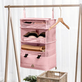 Maxbell Hanging Travel Shelves Bag Packing Cube Portable with Hook Luggage Organizer Pink