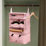 Maxbell Hanging Travel Shelves Bag Packing Cube Portable with Hook Luggage Organizer Pink