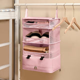 Maxbell Hanging Travel Shelves Bag Packing Cube Portable with Hook Luggage Organizer Pink