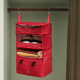 Maxbell Hanging Travel Shelves Bag Packing Cube Portable with Hook Luggage Organizer Red