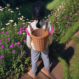 Maxbell Handwoven Fruit Basket with Shoulder Straps Garden PP Rustic Basket Backpack
