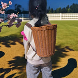 Maxbell Handwoven Fruit Basket with Shoulder Straps Garden PP Rustic Basket Backpack