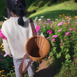 Maxbell Handwoven Fruit Basket with Shoulder Straps Garden PP Rustic Basket Backpack
