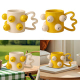 Maxbell Ceramic Coffee Mug Adorable Breakfast Mug for Beverage Kitchen Birthday Gift White