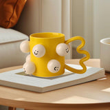 Maxbell Ceramic Coffee Mug Adorable Breakfast Mug for Beverage Kitchen Birthday Gift Yellow