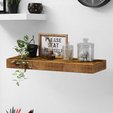 Maxbell Floating Shelf for Wall with Invisible Bracket for Kitchen Bedroom Farmhouse Brown