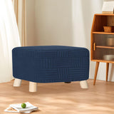 Maxbell Ottoman Cover Washable Lightweight Foot Stool Cover for Bedroom Store Office Navy L