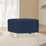 Maxbell Ottoman Cover Washable Lightweight Foot Stool Cover for Bedroom Store Office Navy L