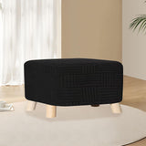 Maxbell Ottoman Cover Washable Lightweight Foot Stool Cover for Bedroom Store Office Black XL