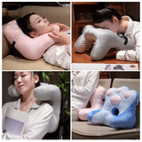 Maxbell Neck Support Pillow for Office Chair Cushion for Lunch Break Travel Airplane Pink