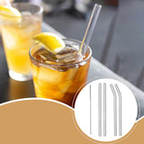 Maxbell Reusable Glass Straws Long Practical Clear for Tea Hot/ Cold Drinks Cocktail 2 Straight 2 Bent
