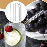 Maxbell Reusable Glass Straws Long Practical Clear for Tea Hot/ Cold Drinks Cocktail 2 Straight 2 Bent