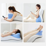 Maxbell Wedge Prone Pillow Memory Foam Back Cushion for Apartment Office Watching TV blue and white