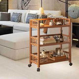 3 Tier Rolling Cart Book Storage Rack for Laundry Room Bathroom Narrow Place Length 70 cm