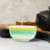 Maxbell Matcha Bowl with Spout Handcrafted Home Making Tools Tea Bowl for Tea Lovers Green