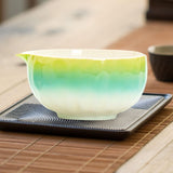 Maxbell Matcha Bowl with Spout Handcrafted Home Making Tools Tea Bowl for Tea Lovers Green