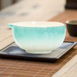 Maxbell Matcha Bowl with Spout Handcrafted Home Making Tools Tea Bowl for Tea Lovers Cyan Blue
