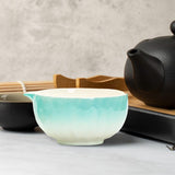 Maxbell Matcha Bowl with Spout Handcrafted Home Making Tools Tea Bowl for Tea Lovers Cyan Blue