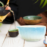 Maxbell Matcha Bowl with Spout Handcrafted Home Making Tools Tea Bowl for Tea Lovers Blue
