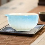 Maxbell Matcha Bowl with Spout Handcrafted Home Making Tools Tea Bowl for Tea Lovers Blue