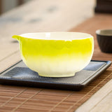 Maxbell Matcha Bowl with Spout Handcrafted Home Making Tools Tea Bowl for Tea Lovers Yellow