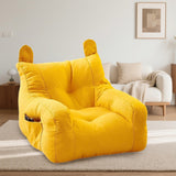 Maxbell Kids Bean Bag Chair Comfortable Indoor Decoration Lazy Sofa with Side Pocket yellow 45x45x35cm