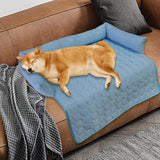 Maxbell Summer Cooling Dog Bed with Pillow Washable Cat Pad for Small Dogs Home Cats 70cmx70cmx15cm blue