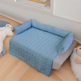 Maxbell Summer Cooling Dog Bed with Pillow Washable Cat Pad for Small Dogs Home Cats 90cmx90cmx18cm blue