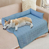 Maxbell Summer Cooling Dog Bed with Pillow Washable Cat Pad for Small Dogs Home Cats 90cmx90cmx18cm blue