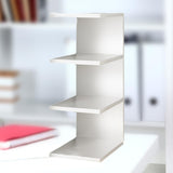 Maxbell Desk Bookshelf 3 Tier Multifunction Portable Storage Rack for Office Desktop White