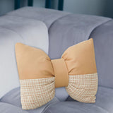 Maxbell Bow Pillow for Couch Car Backrest Cushion Aesthetic for Bedroom Couch Office Milk tea color