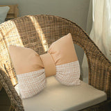 Maxbell Bow Pillow for Couch Car Backrest Cushion Aesthetic for Bedroom Couch Office Milk tea color