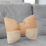 Maxbell Bow Pillow for Couch Car Backrest Cushion Aesthetic for Bedroom Couch Office Milk tea color