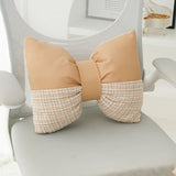 Maxbell Bow Pillow for Couch Car Backrest Cushion Aesthetic for Bedroom Couch Office Milk tea color