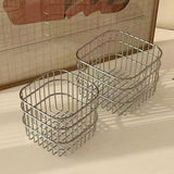 Maxbell Wire Mesh Basket Practical Decorative Organizer for Laundry Room Living Room 11x11x10cm