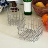 Maxbell Wire Mesh Basket Practical Decorative Organizer for Laundry Room Living Room 11x11x10cm