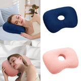 Maxbell Ear Piercing Pillow Neck Head Support with Ear Hole Washable Sleeping Pillow Navy