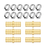 Maxbell Pex Fittings Set 1/2" Rustproof High Temperature Resistant with Cinch Clamps Straight 6pcs