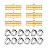 Maxbell Pex Fittings Set 1/2" Rustproof High Temperature Resistant with Cinch Clamps Straight 6pcs