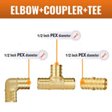 Maxbell Pex Fittings Set 1/2" Rustproof High Temperature Resistant with Cinch Clamps Elbow 6pcs