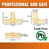Maxbell Pex Fittings Set 1/2" Rustproof High Temperature Resistant with Cinch Clamps Tee 4pcs