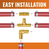 Maxbell Pex Fittings Set 1/2" Rustproof High Temperature Resistant with Cinch Clamps Tee 4pcs