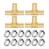 Maxbell Pex Fittings Set 1/2" Rustproof High Temperature Resistant with Cinch Clamps Tee 4pcs