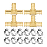 Maxbell Pex Fittings Set 1/2" Rustproof High Temperature Resistant with Cinch Clamps Tee 4pcs