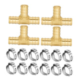 Maxbell Pex Fittings Set 1/2" Rustproof High Temperature Resistant with Cinch Clamps Tee 4pcs