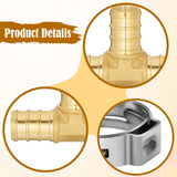 Maxbell Pex Fittings Set 1/2" Rustproof High Temperature Resistant with Cinch Clamps Tee 4pcs