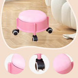 Maxbell 360° Rotating Low Roller Seat Stool Kids Women for Salons Living Room Garage Pink
