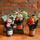 Maxbell Halloween Pumpkin Head Bouquet Creative Decorative for Home Decor Table Kids white