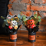 Maxbell Halloween Pumpkin Head Bouquet Creative Decorative for Home Decor Table Kids white